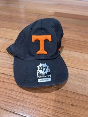47 Black Cap with Orange T Logo University of Tennessee